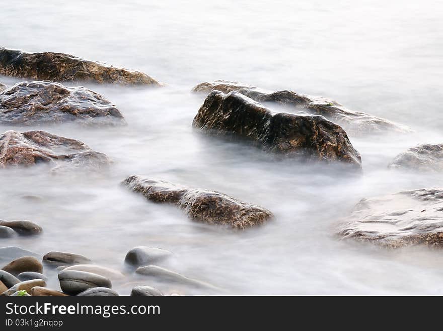 Cool rocks isolated into the fog. Cool rocks isolated into the fog