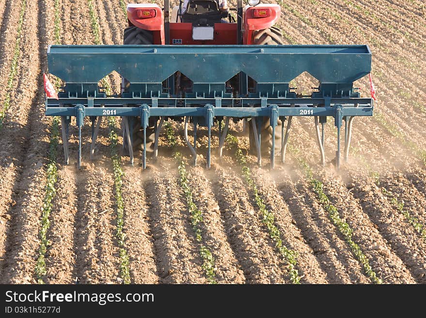 Farmer with tractor close up