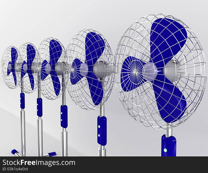 Electric fan blower isolated on white background. 3D