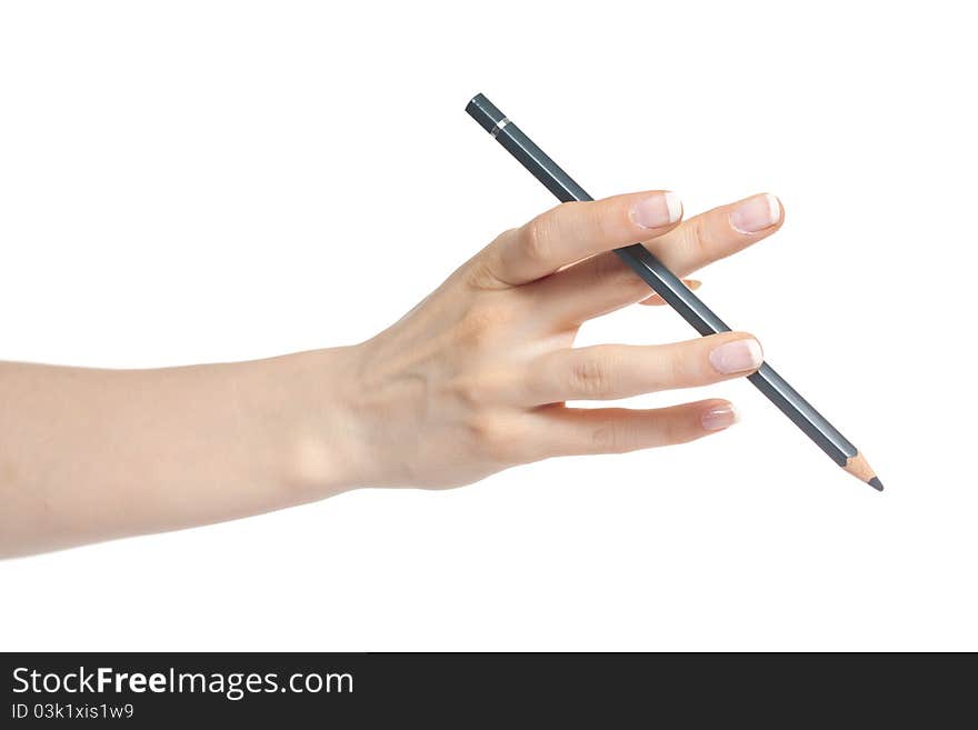 Woman hand with pencil