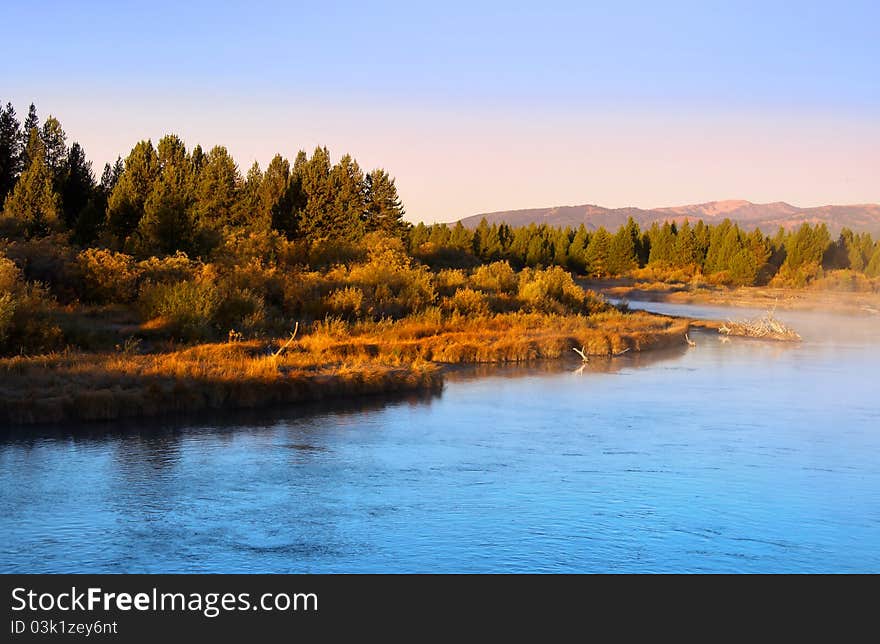 Beautiful early morning scene in yellowstone national park. Beautiful early morning scene in yellowstone national park