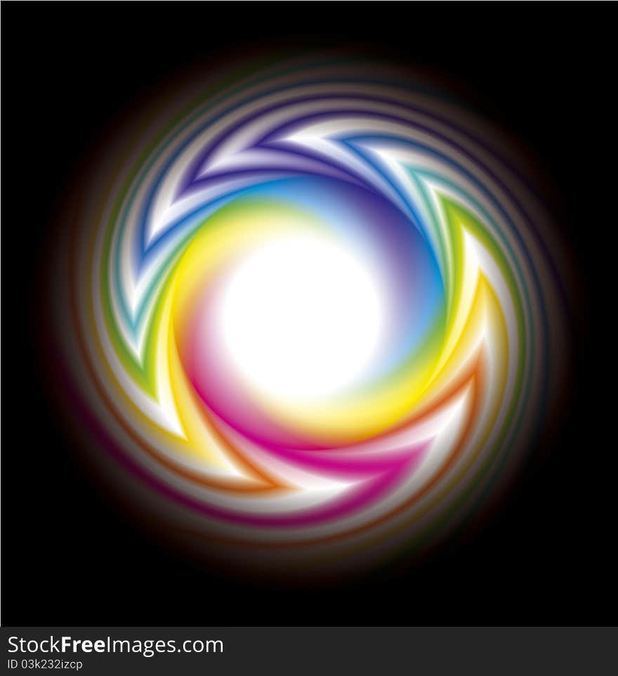 Vector frame of the rainbow-colored bands of the spectrum moving from a black background to white