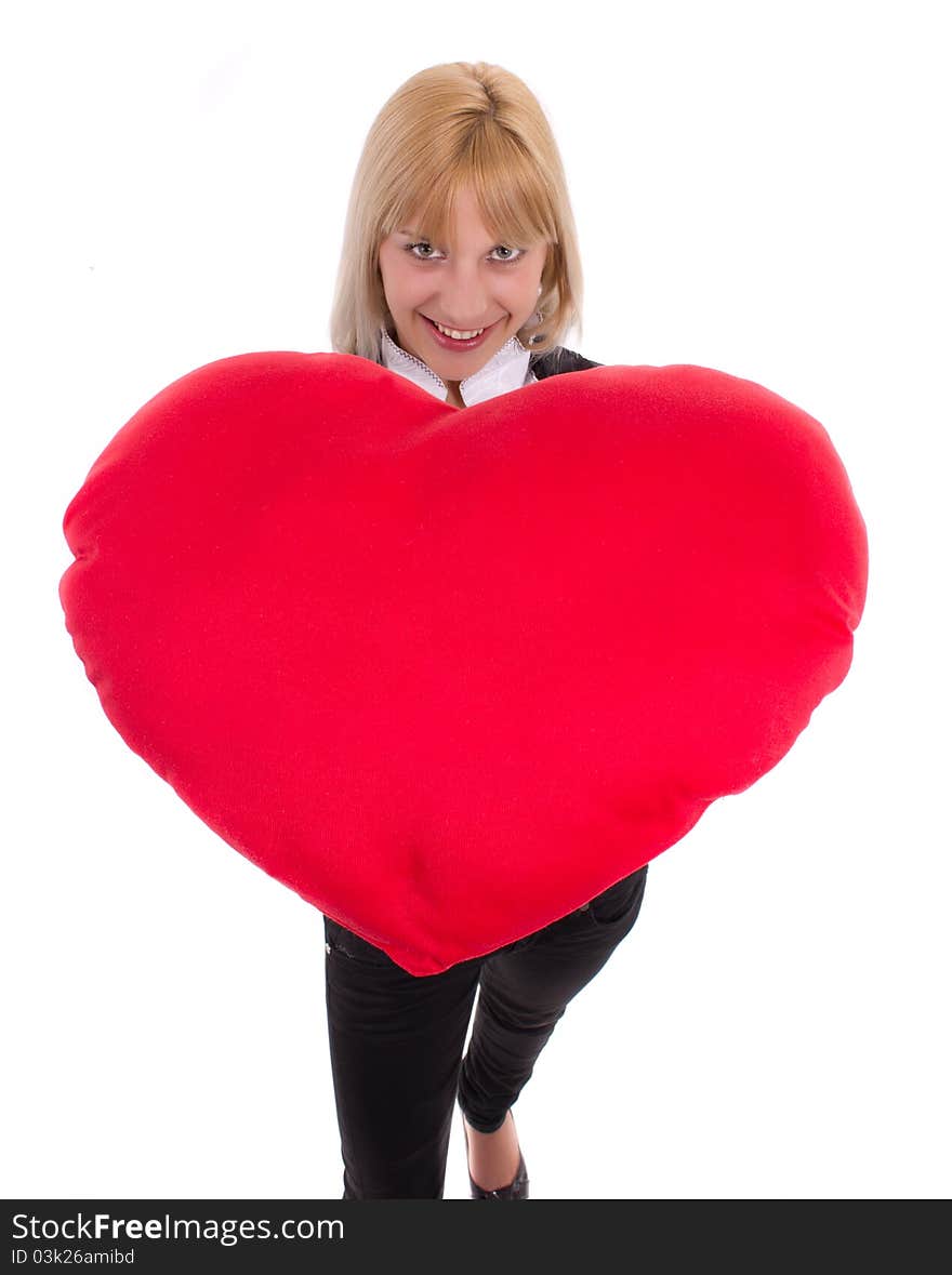 Woman With Red Heart