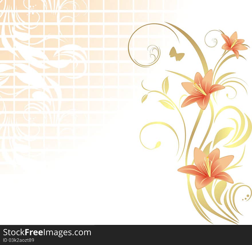 Frame with lilies. Pattern for design