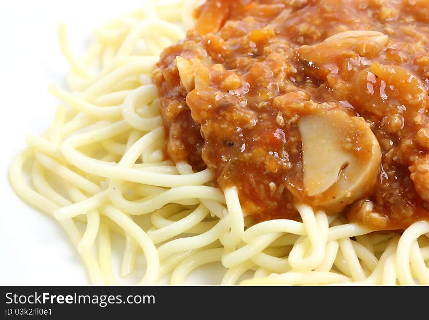 Spaghetti bolognese in close up