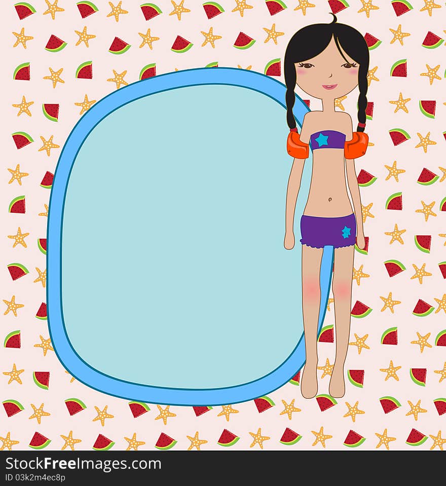 Vector Illustration of funny Kiddie style design summer background