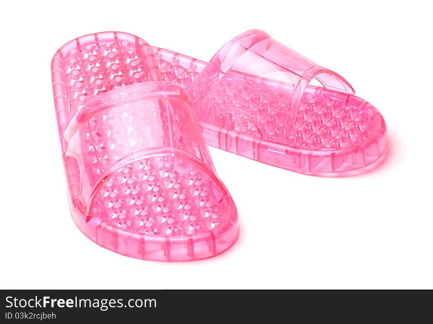 Pink flip-flops, isolated on a white background