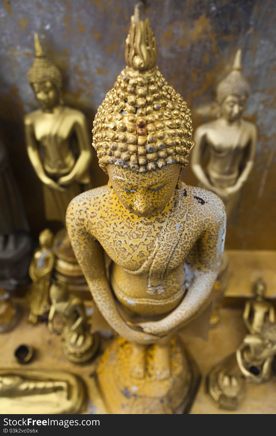 Gold Buddha statue in  Sangkhlaburi /Kanchanaburi/ thailand.