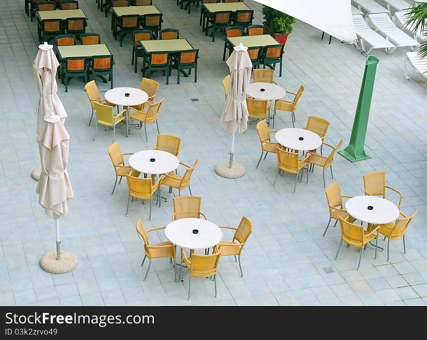 Empty summer caffee in the afternoon