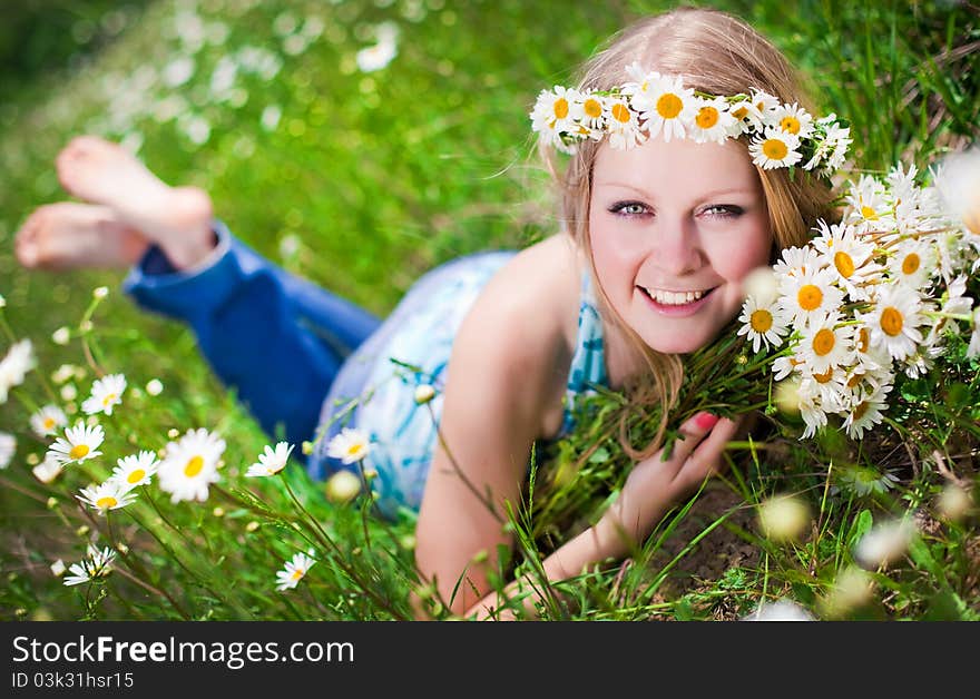 Pretty young woman in the fields