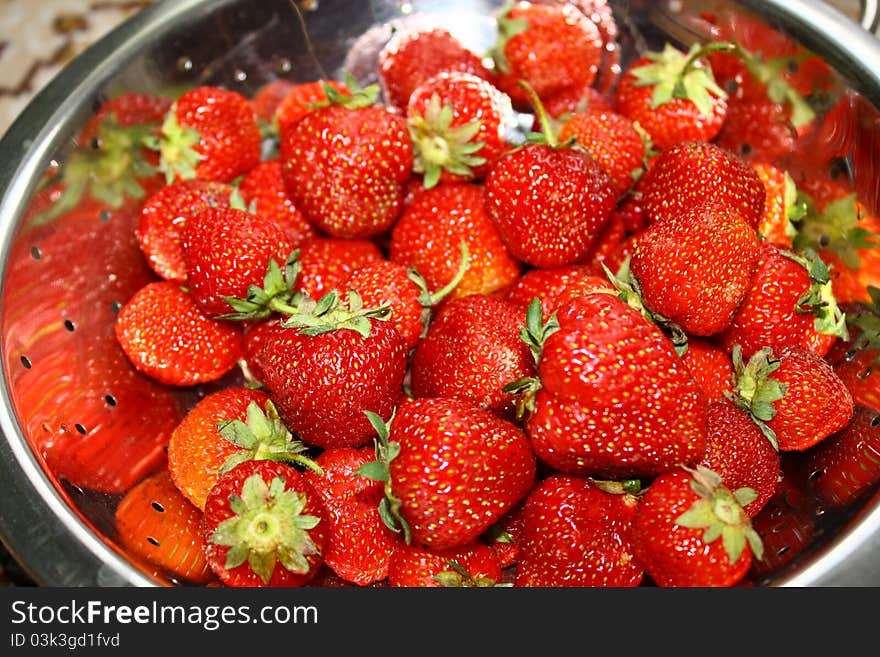 Fresh strawberries grown in the garden