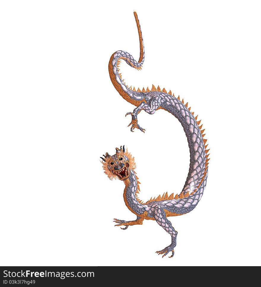 3d render of an eastern dragon