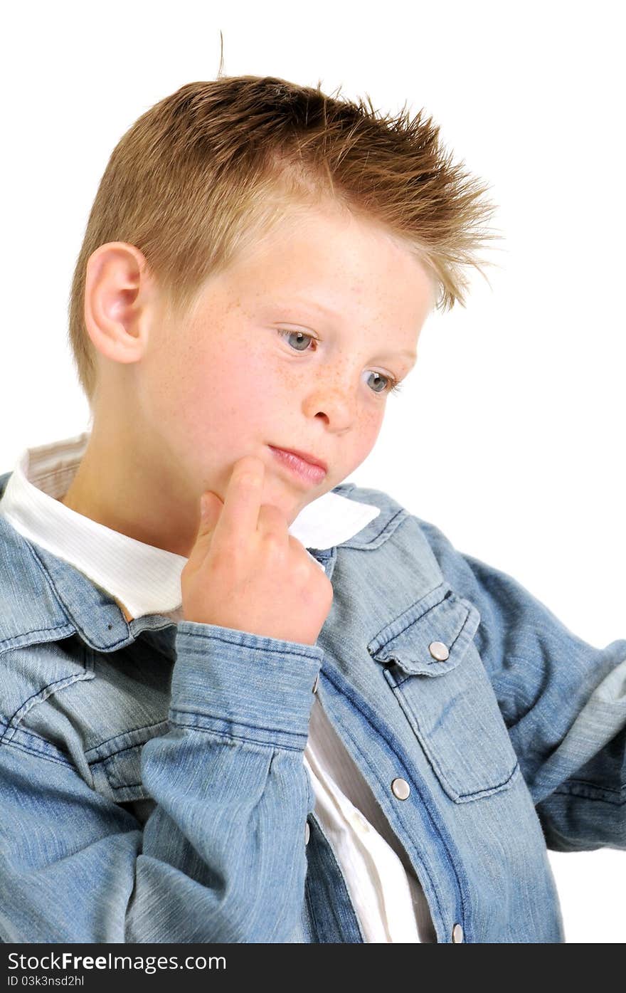 Young Attractive Boy Wearing A Blue Jean Jacket