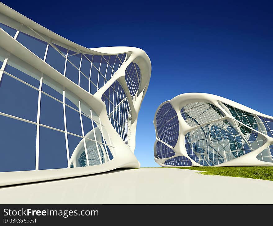 Modern building on a background sky