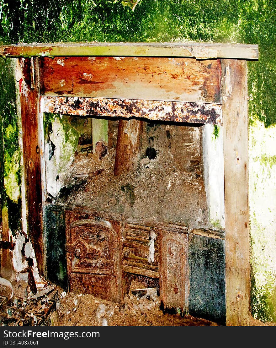 Old Stove And Fireplace