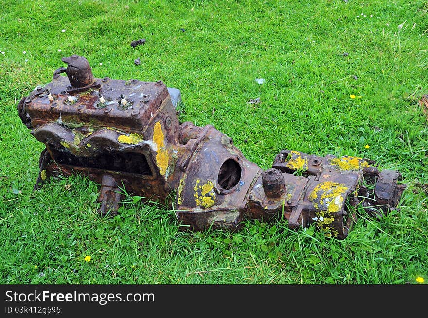 Old rusty car engine