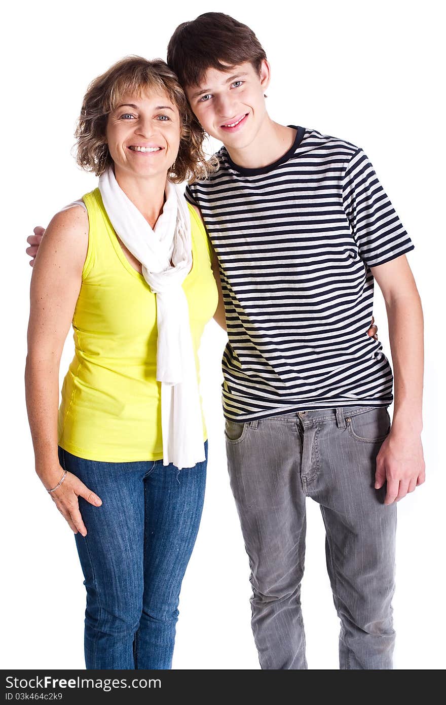 Grandmother with young grandson in the studio.