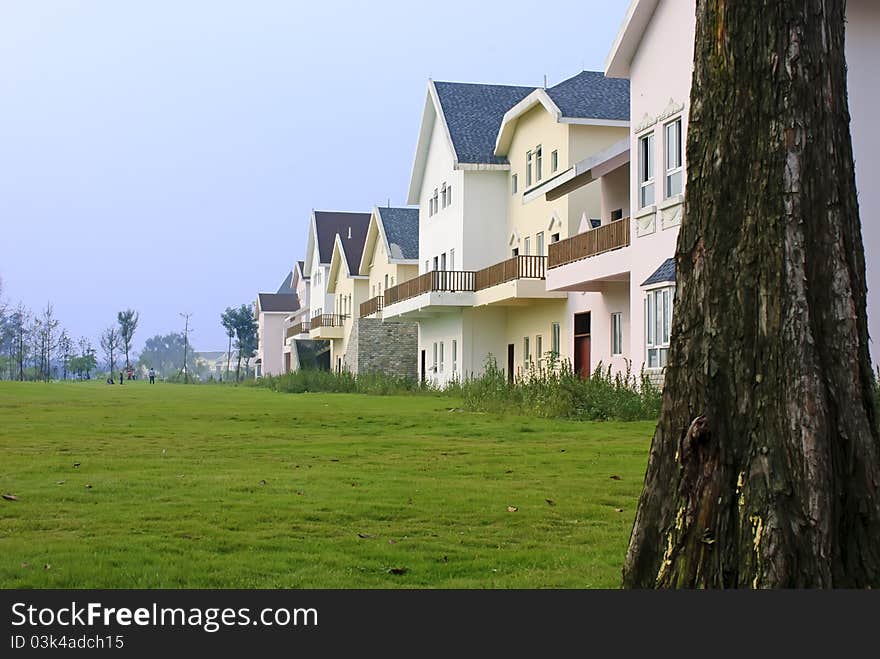 Neat and tidy houses in suburban residential area