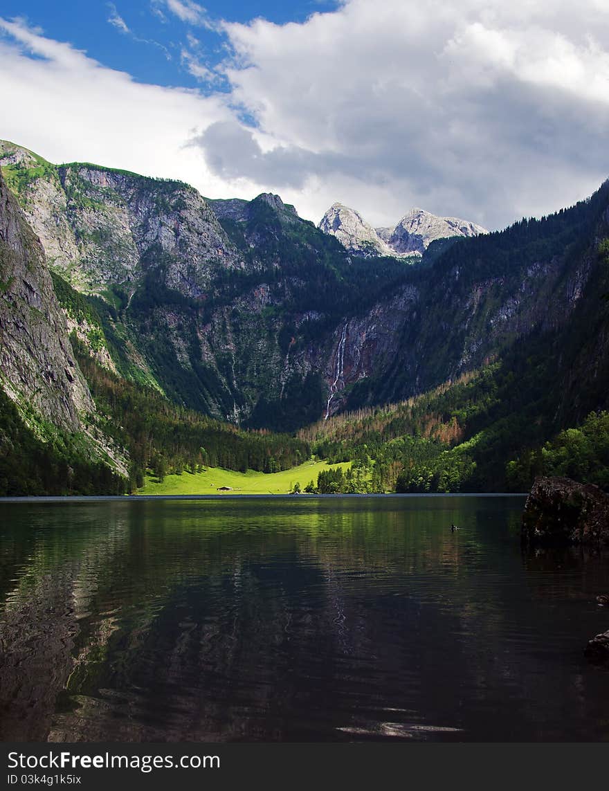 Panoramic view of Obersee lake, Germany