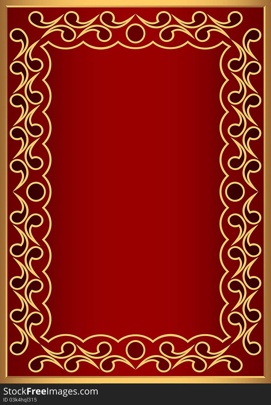 Decorative framework in gold and red color. Decorative framework in gold and red color.