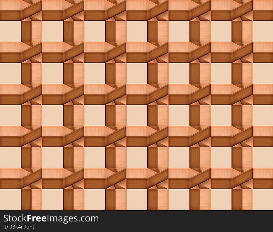 Lattice of interwoven wooden bars