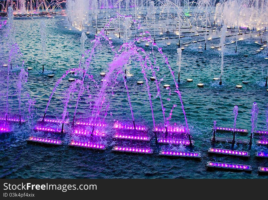 Group of fountains in museumTsaritsyno territory.