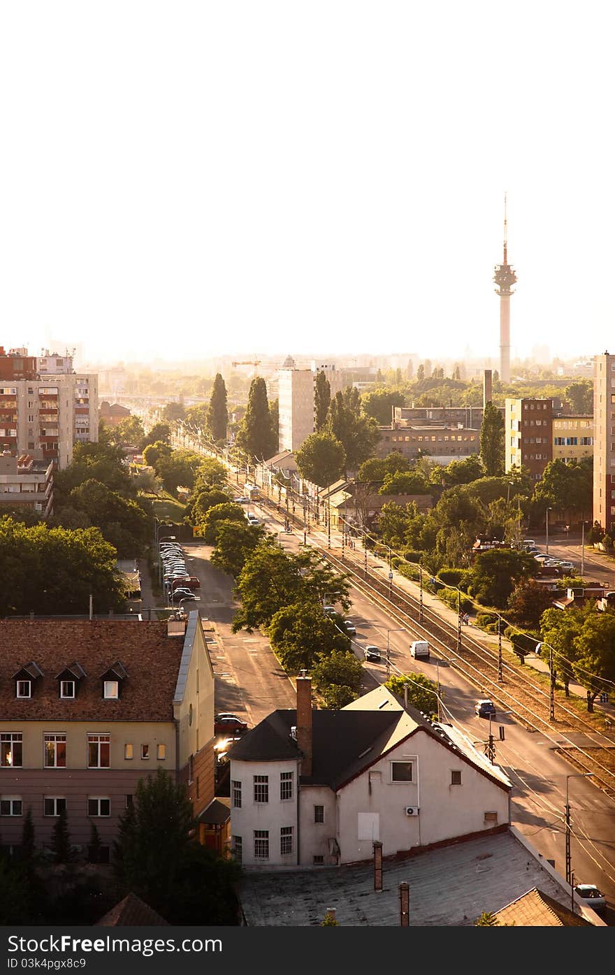 Suburbs of a city in europe with russian buildings