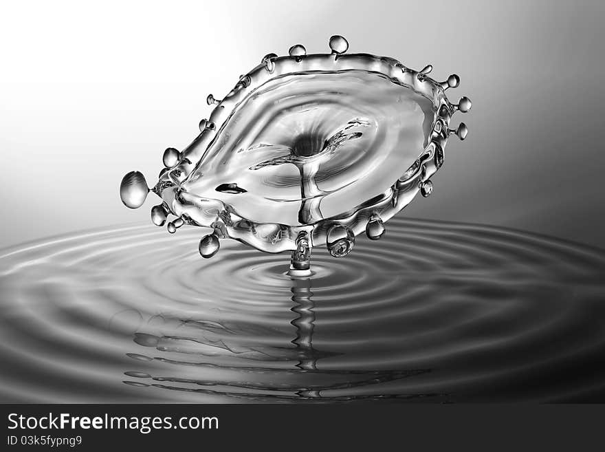 Beautiful splash of water on grey background