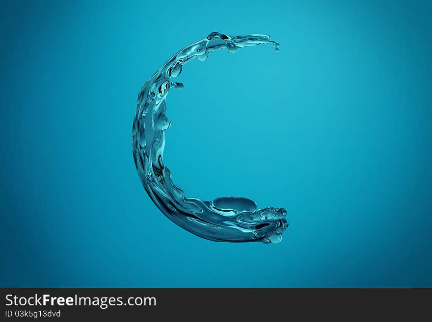 Water splash on blue background.