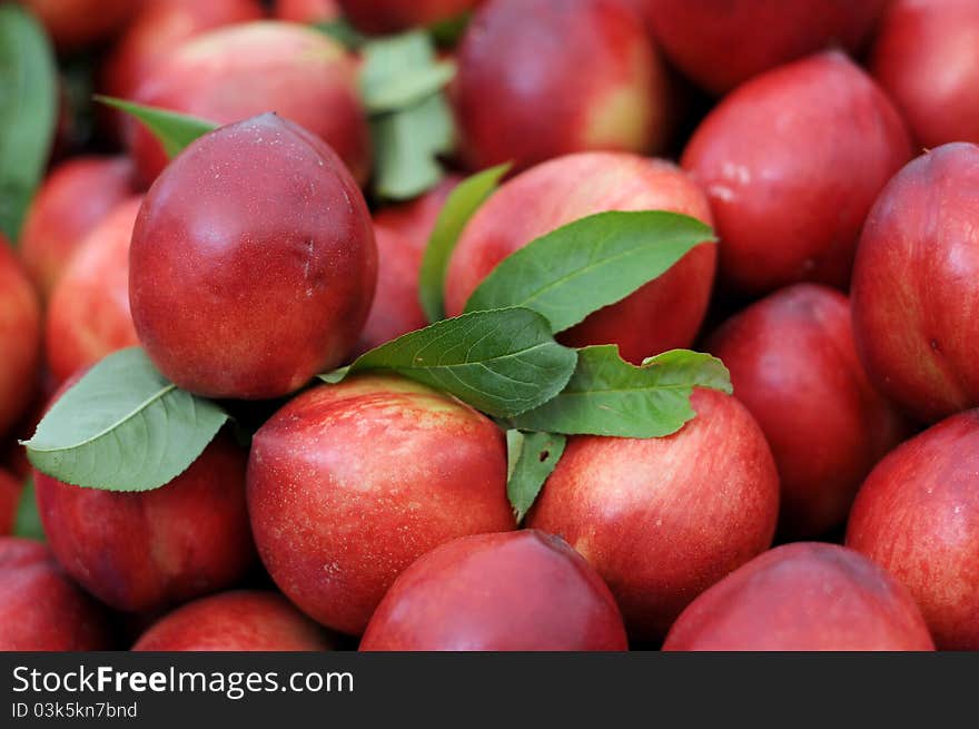 Delicious peaches are in the market