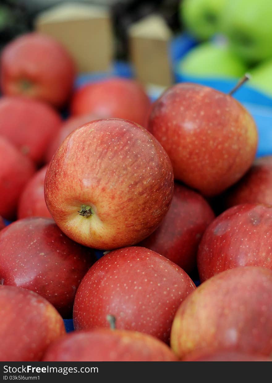 Delicious apples are in the market