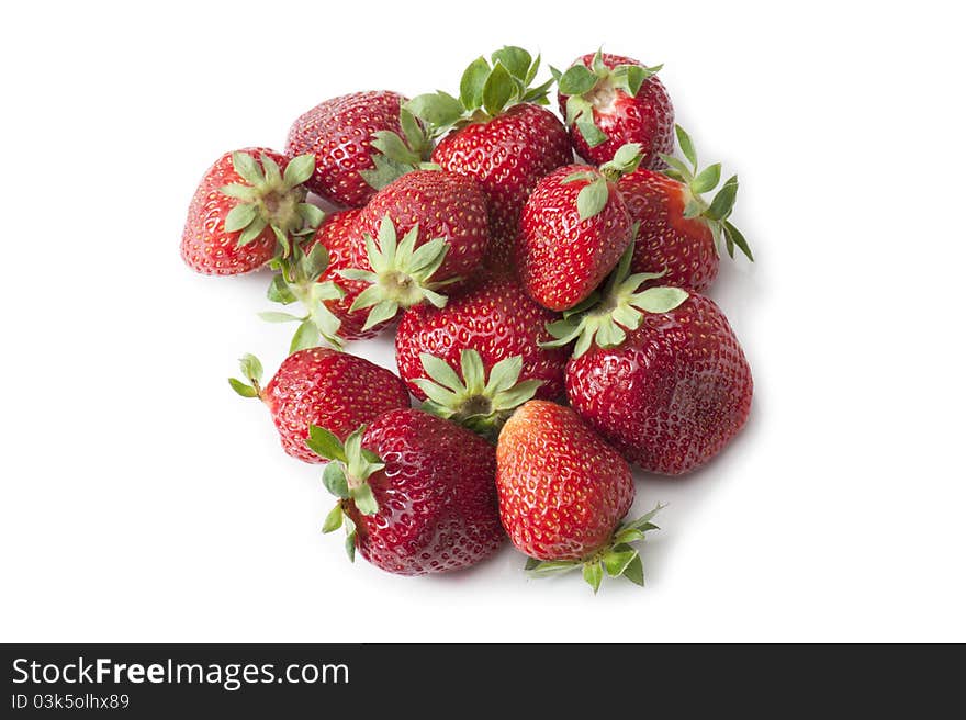 Group of ripe strawberries, on white background. Group of ripe strawberries, on white background