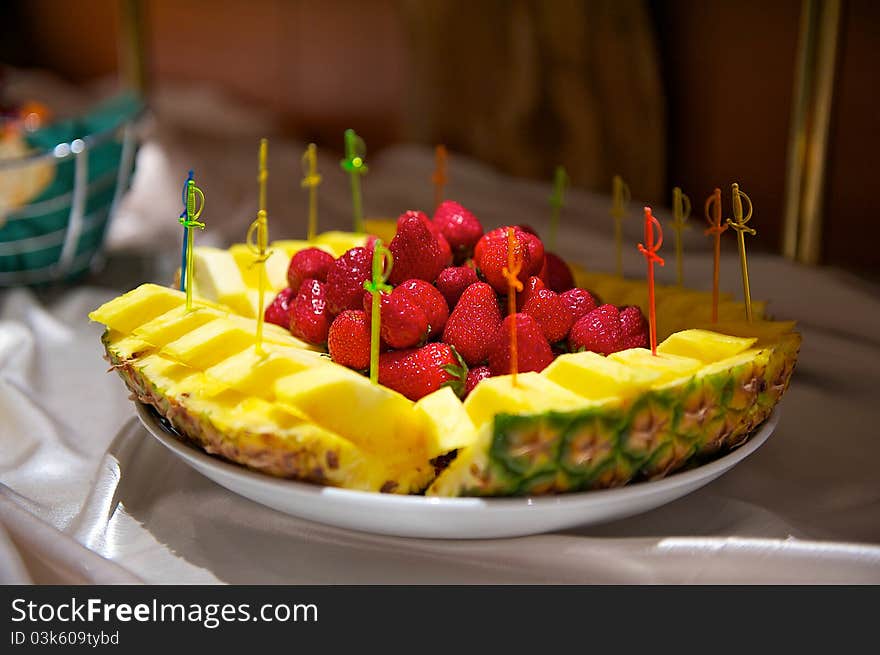 Plate with very appetizing fruit. Plate with very appetizing fruit