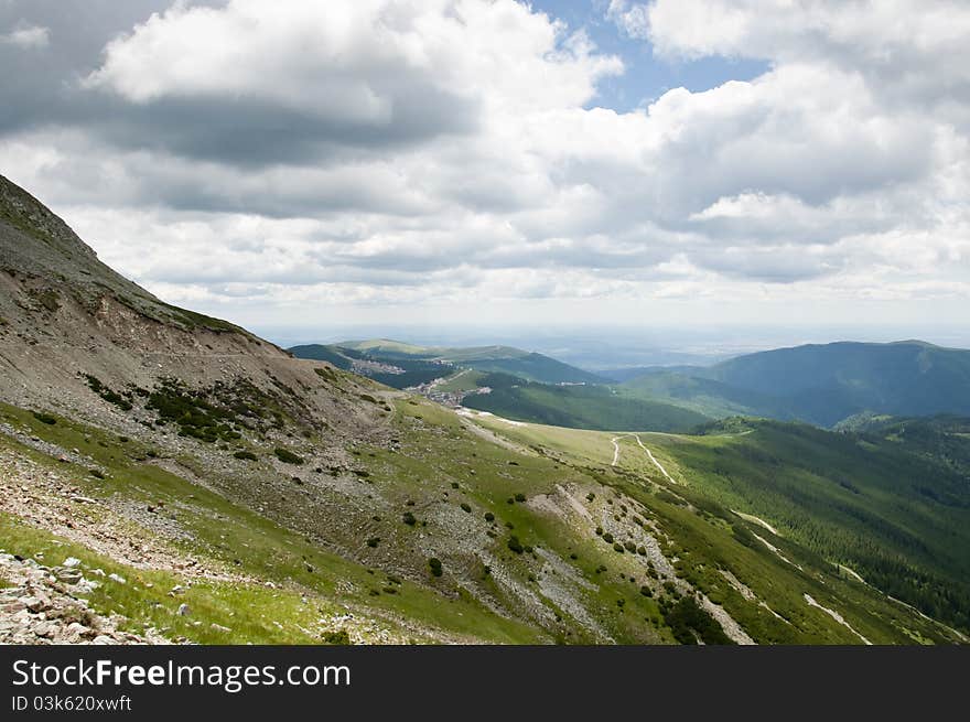 Cloudy view of Carpathian mountains in Romania. Cloudy view of Carpathian mountains in Romania