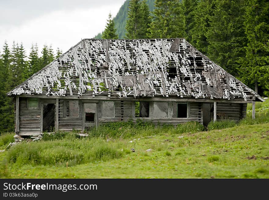 Abandoned wooden house in the Carpathian mountains. Abandoned wooden house in the Carpathian mountains