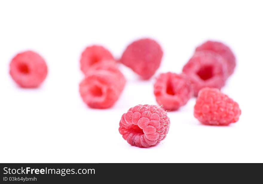 Raspberry on white background