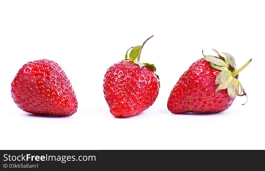 Isolated fruits - Strawberries on white background.