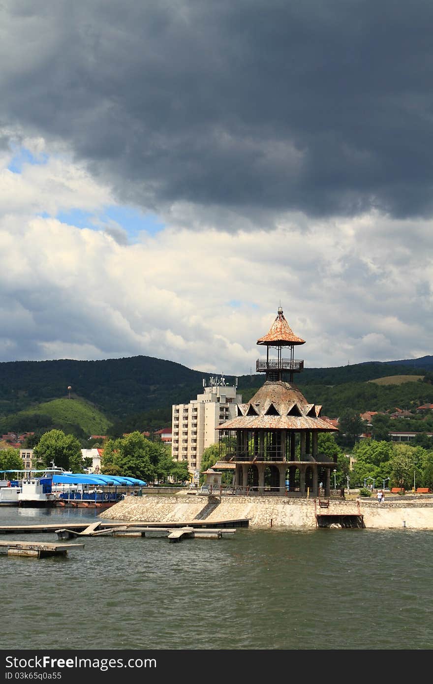 Danube Orsova city in Romania. Danube Orsova city in Romania