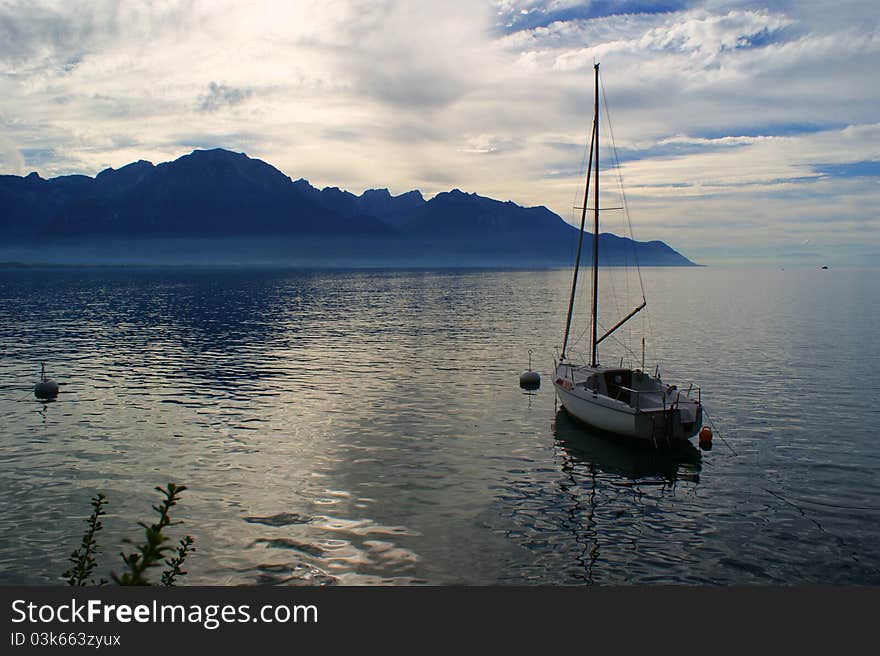 The yacht on lake of Geneva-Switzerland