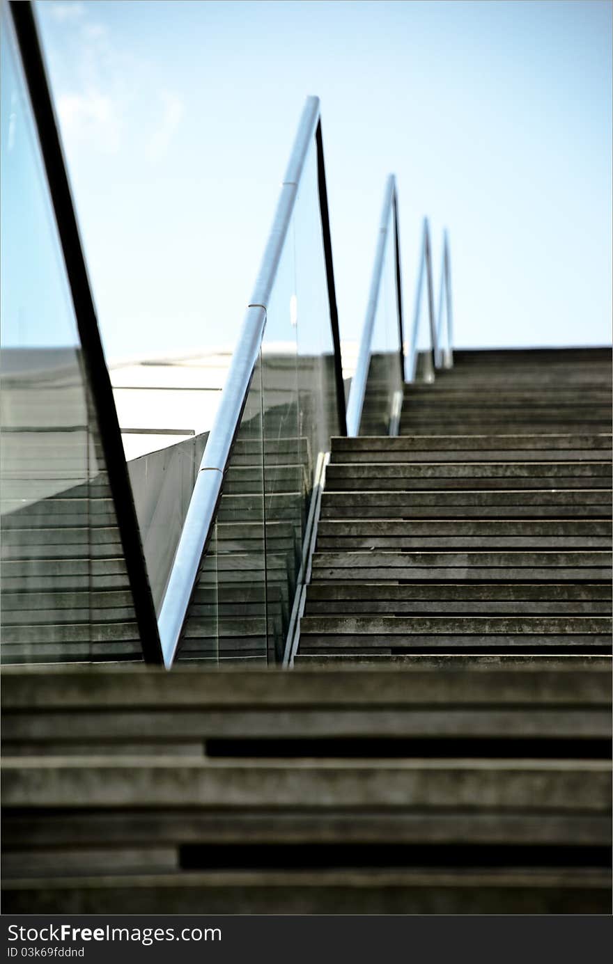 Wooden Stairs and blue sky