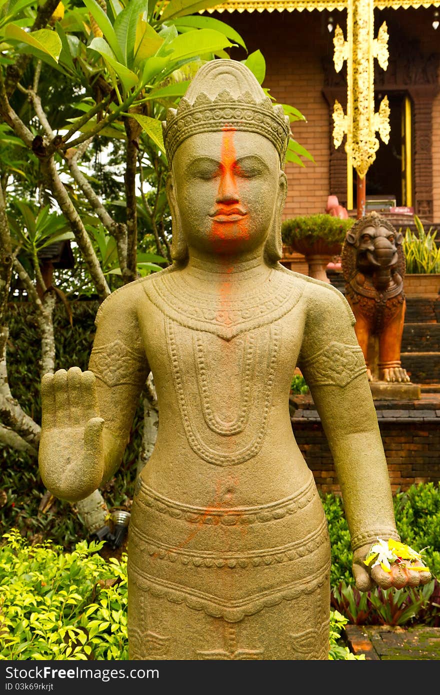 Cambodia Angkor statue in the garden