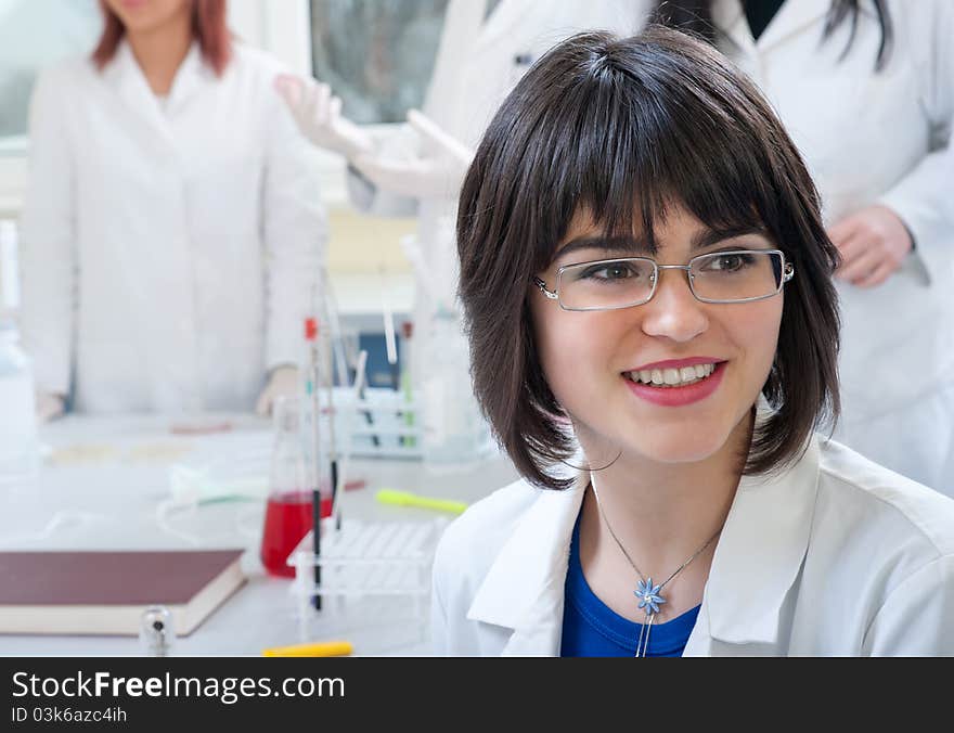 Portrait of medical students in the laboratory. Portrait of medical students in the laboratory