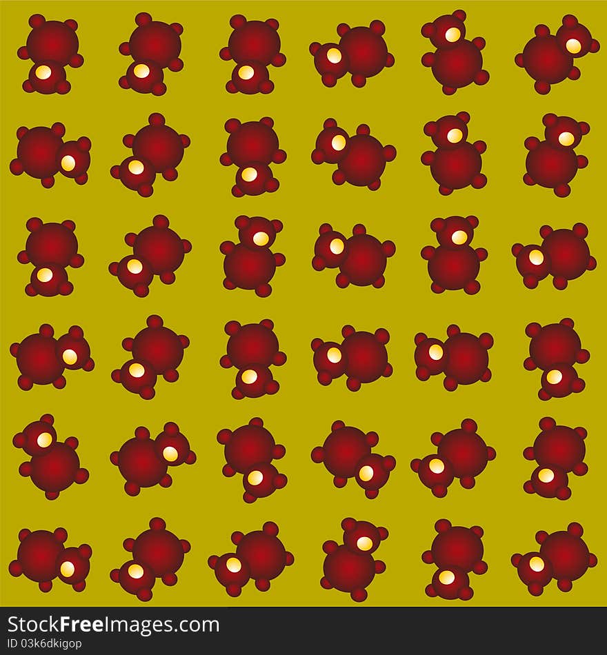 Cyclop Bears Seamless Vector Pattern