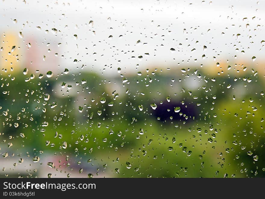 Small raindrops on the window