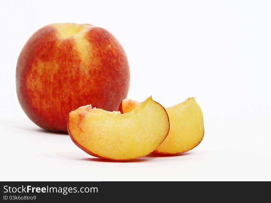 Peaches cut into wedges