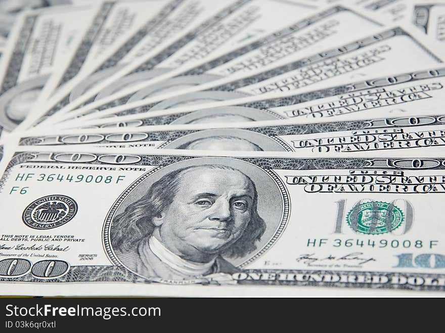 Background with money american hundred dollar bills