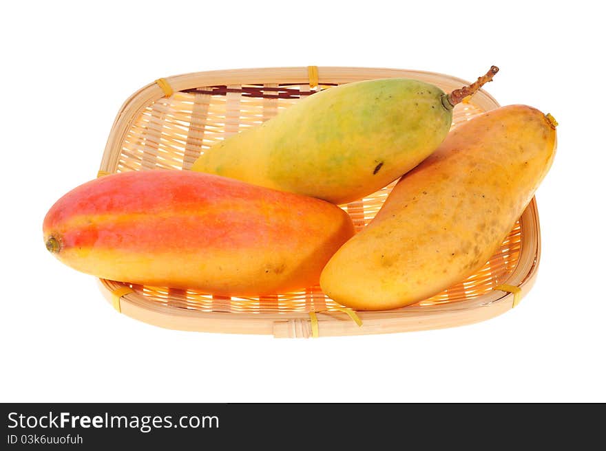 Fresh Mangoes On A Japanese Bamboo Basket,Zaru