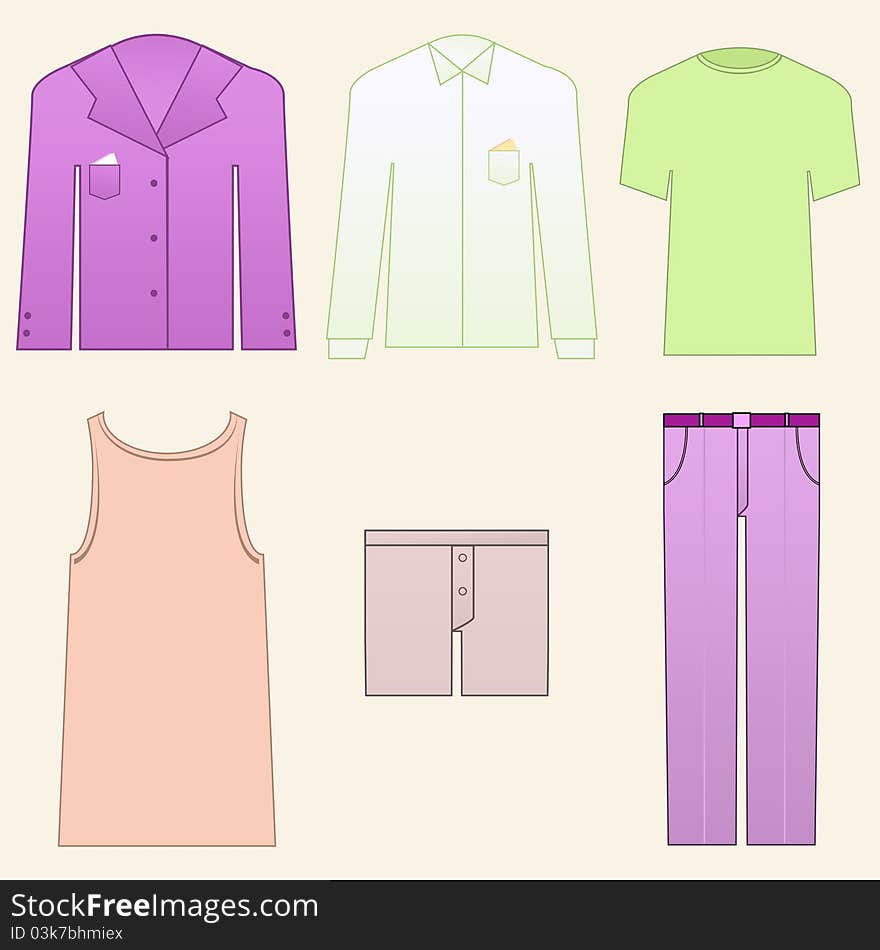 Vector illustration of Men classic clothes icon set. Vector illustration of Men classic clothes icon set