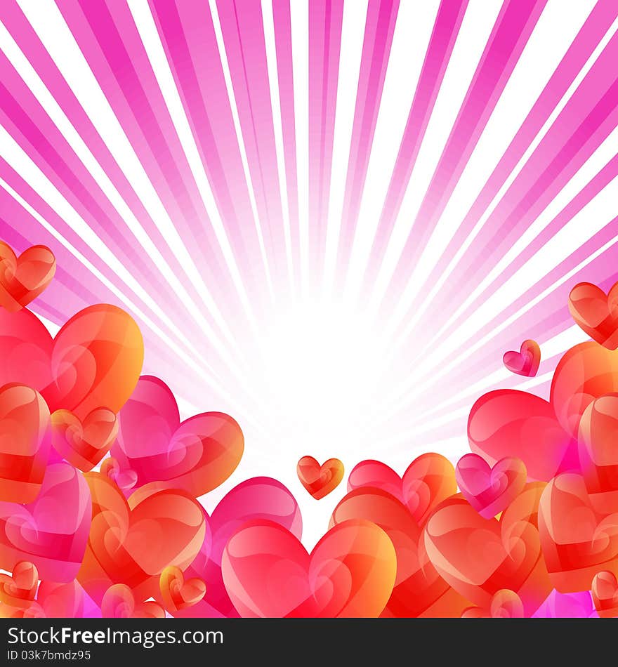 Colorful background with hearts and place for text