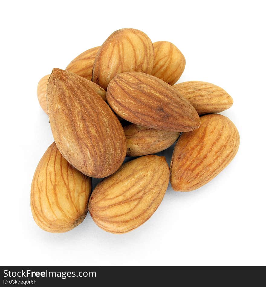 Close-up of almonds on white background